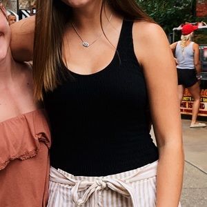 Black Ribbed American Eagle Top